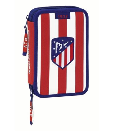 Estuche con pinturas y rotuladores doble pequeño atletico madrid 1ª equipación 17/18 safta 411758054 - 411758054