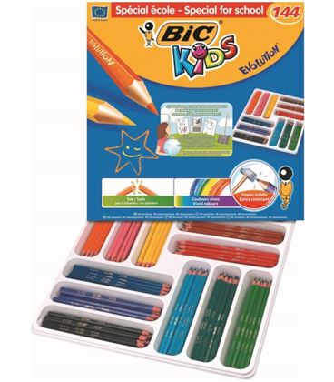 Pintura madera surtidos pack 144u (12 colores distintos) evolution bic 8878 - 887830 2010