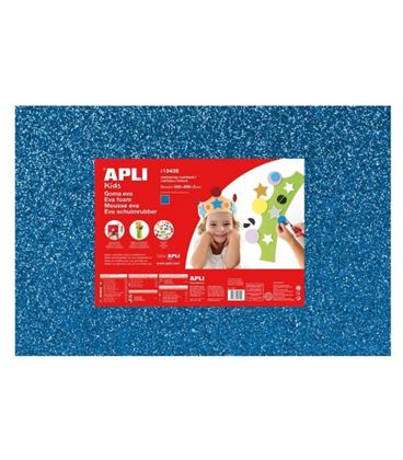 Goma eva azul purpurina 40x60 espesor 2mm apli 13435 13437 - 13435