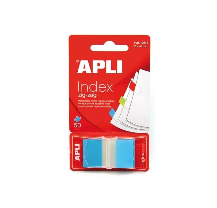 NOTA ADHESIVA BANDERITA 25X45 ZIGZAG 50H AZUL APLI 12611