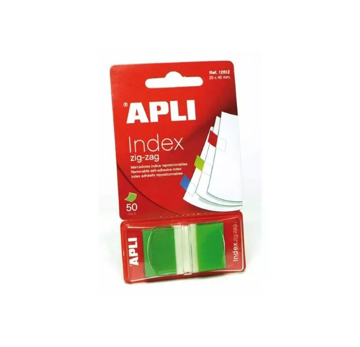 NOTA ADHESIVA BANDERITA 25X45 ZIGZAG 50H VERDE APLI 12612