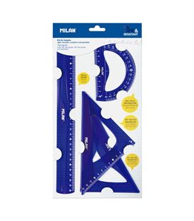 Juego reglas 4 piezas flex&resistant azul milan 359801