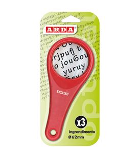 Lupa grande 62mm aumento x3 plastico roja arda 629 - 629