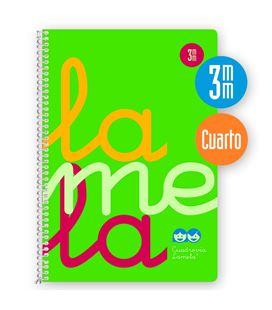 Cuaderno 4º 3mm 80h 90g tapa plastic verde fluor lamela 7ctp003v