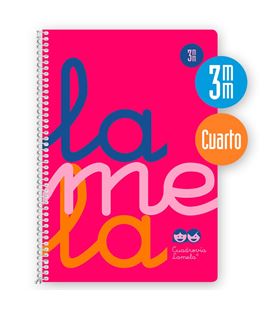 Cuaderno 4º 3mm 80h 90g tapa plastic rosa fluor lamela 7ctp003r