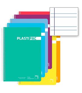 Cuaderno folio 80hj 90g pauta 3,5 plastipac surtido pacsa 16566