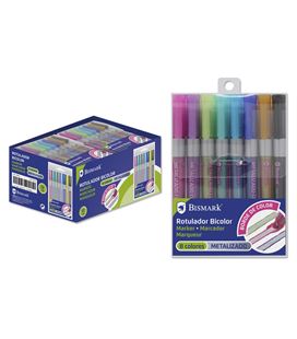 Rotulador bicolor plata + neon-pastel 8 colores bismark 327906 - 327906