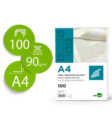 Papel verjurado a4 90 grs 100h crema liderpapel vj04 31909 - 31909