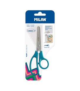 Tijera escolar blister basic 13.4cm turquesa milan bwm10039