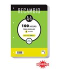 Recambio a4 4 anillas 4x4 100h 100grs cantos redondeados pacsa 21051