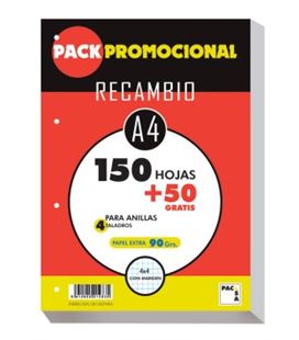 Recambio a4 4 anillas 4x4 200h margen 90grs pacsa 21283 - 21283