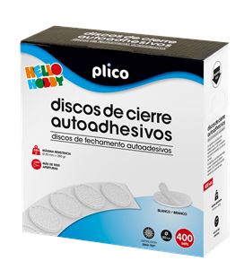 Disco velcro adhesivo 20mm 400u blanco plico 13334