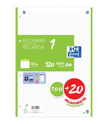 Recambio a4 4 anillas 5x5 120h 90grs verde oxford 400158059 - 400158059