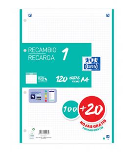 Recambio a4 4 anillas 5x5 120h 90grs ice mint oxford 400158057 - 400158057