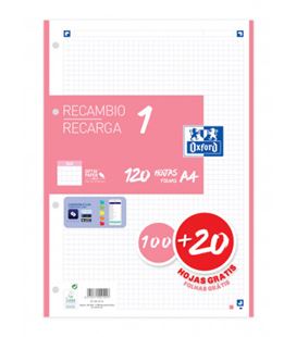 Recambio a4 4 anillas 5x5 120h 90grs rosa chicle oxford 400158161 - 400158161