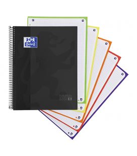 Cuaderno espiral a4 5x5 120h 90g microper. tdura negro oxford 100430279