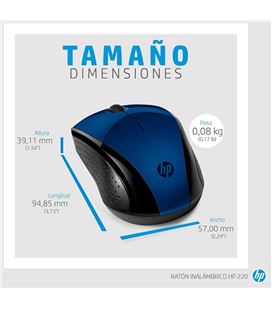 Raton optico wireless lumiere 220 ambidiestro azul/negro aa hp 7kx11aa - 45373