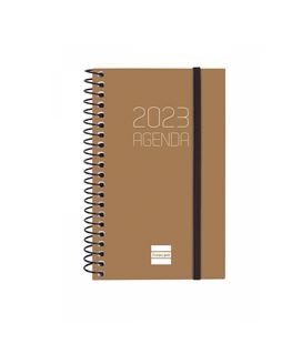 Agenda espiral 2023 semana vista hori. 79x127 opaque marron finocam 7427140 - 742714023