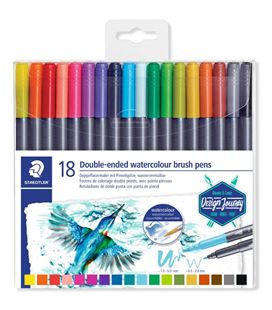 Rotulador doble punta fibra acuarelable c.18 staedtler 3001 tb18