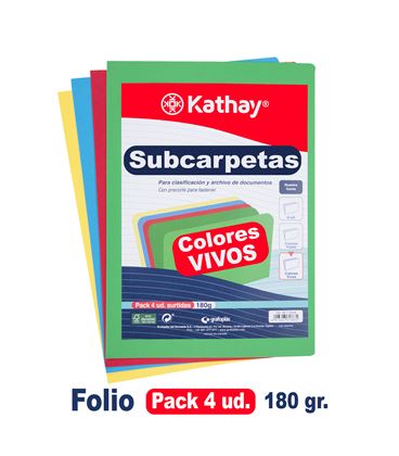 Subcarpeta fº 180grs colores vivos surtido c.10 kathay grafoplas 86175099 - 86175099