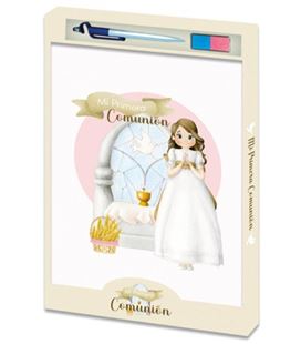 Libro comunión niña altar + boligrafo boli + tampón arguval 46920