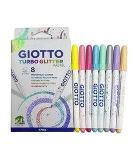 Rotulador escolar turbo glitter purpurina pastel c.8 giotto f426300