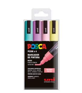 Rotulador permanente 2.5mm estuche pastel pc-5m/4c posca uni 182634811