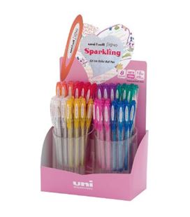 Expositor boligrafo boli purpurina uni-ball signo sparkling 48u um-120sp 955280