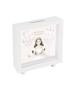 Hucha blanca comunion niña globos arguval 48704 - 48704