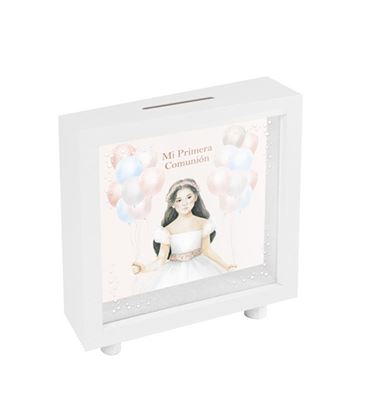 Hucha blanca comunion niña globos arguval 48704 - 48704