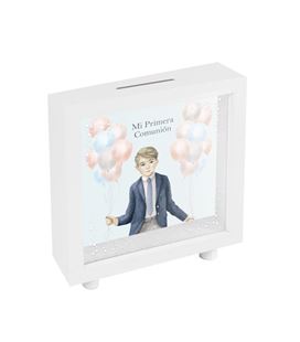 Hucha blanca comunion niño globos arguval 48705 - 48705