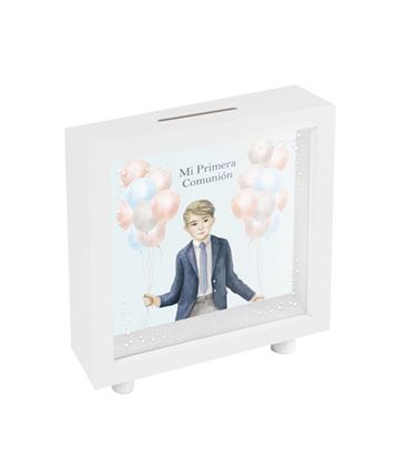 Hucha blanca comunion niño globos arguval 48705 - 48705