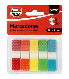 Nota adhesiva posit marcapagina vivos translucidos 5 colores fixo 65008080