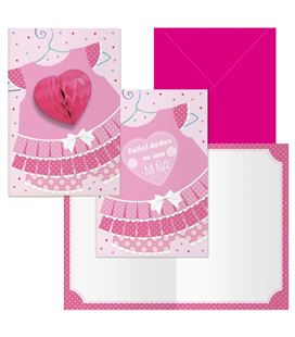 Tarjeta felicitacion vestido nacimiento niña guirnalda dohe 70251 - 70251