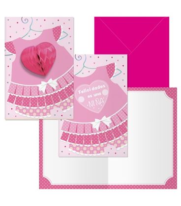 Tarjeta felicitacion vestido nacimiento niña guirnalda dohe 70251 - 70251