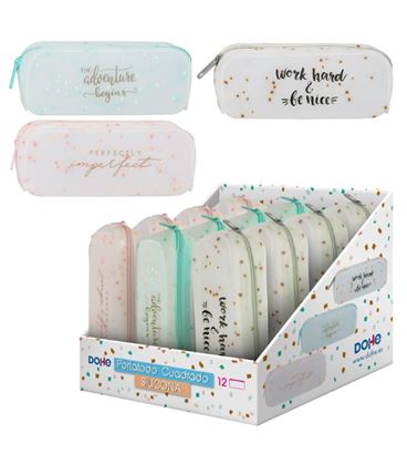 Estuche vacío rectangular silicona traslucida glitter dohe 51209 - 51209