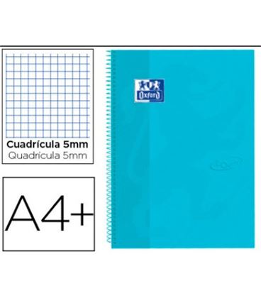 Cuaderno espiral a4 5x5 80h 90grs t/e/d azul pastel oxford 400107010 - 400107010