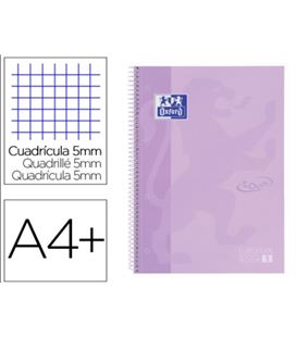 Cuaderno espiral a4 5x5 80h 90grs t/e/d lila malva pastel oxford 400117273