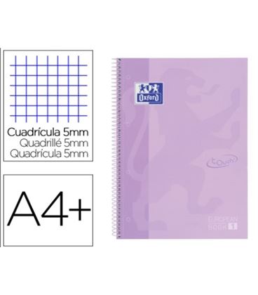 Cuaderno espiral a4 5x5 80h 90grs t/e/d lila malva pastel oxford 400117273 - 400117273