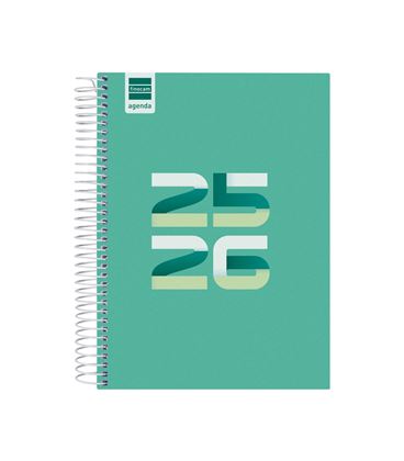 Agenda escolar 25/26 1/4 dia pagina cool verde finocam 645060926 - 645060926