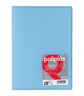 Carpeta 20 fundas fº azul pastel translucida poliplas grafoplas 01451291