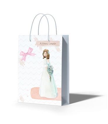 Bolsa regalo mediana lazo comunión niña flores arguval 48786 - 48786