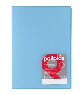 Carpeta 40 fundas fº azul pastel traslucido poliplas grafoplas 01441291