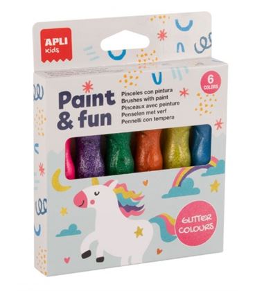 Tempera bote pincel colores purpurina 6u 13ml apli 19912 - 19912