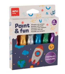 Tempera bote pincel colores metalizados 6u 13ml apli 19911 - 19911