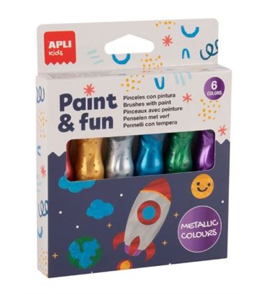 Tempera bote pincel colores metalizados 6u 13ml apli 19911 - 19911