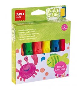 Tempera bote pincel colores neon 6u 13ml apli 19418 - 19418