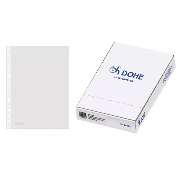 FUNDA MULTITALADRO A4 PP PREMIUM CRISTAL 100U. DOHE 90585