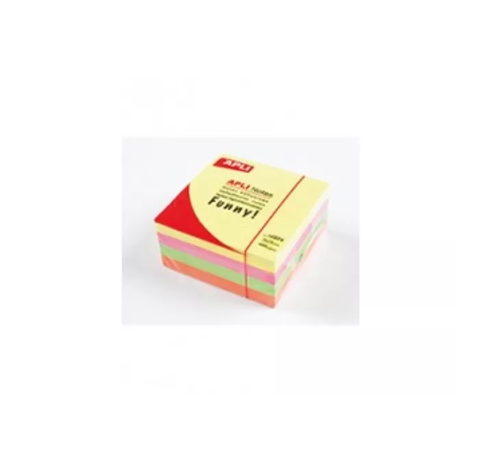 CUBO NOTAS ADHESIVAS 75X75MM COLORES BRILLANTE APLI 10974