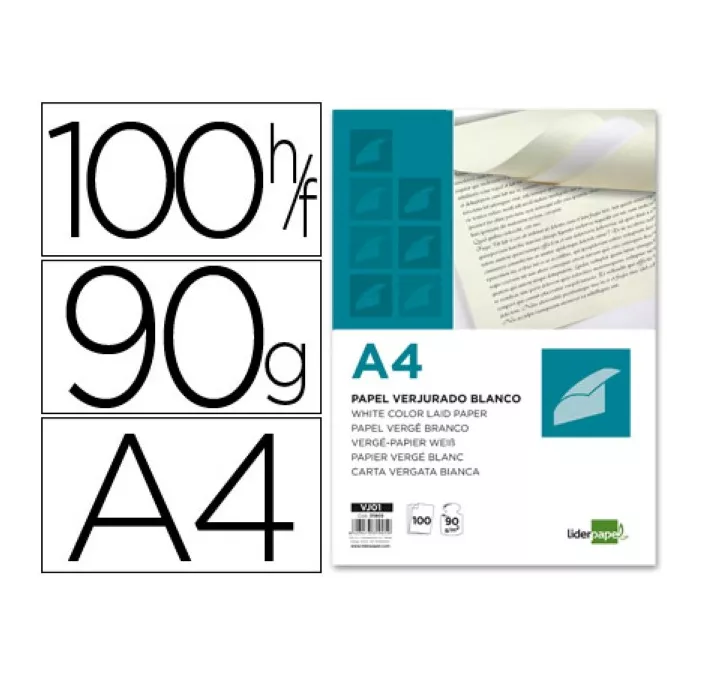 PAPEL VERJURADO A4 90 GRS 100H BLANCO LIDERPAPEL VJ01